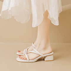 Women Casual Fashion Chunky Heel Slides Sandals Newgew Shoes