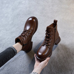 Women Classic Minimalist Soft Leather Flat Ankle Boots Newgew Shoes