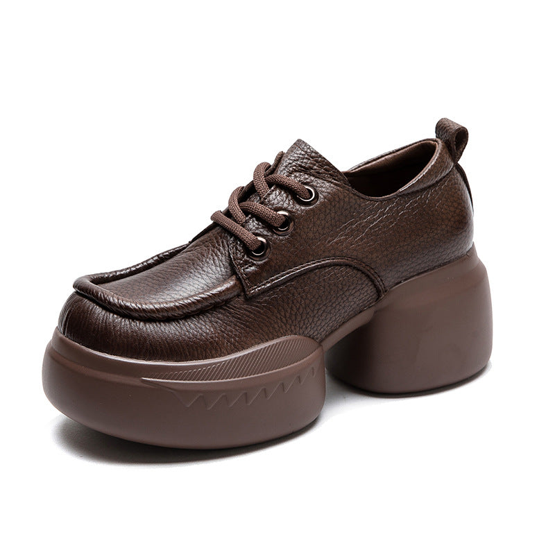 Women Retro Soft Leather Platform Casual Shoes Newgew Shoes