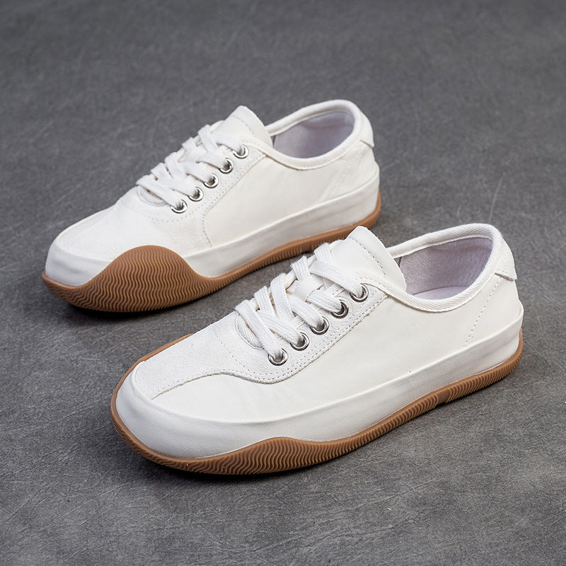 Women Fashion Color Matching Leather Casual Shoes Newgew Shoes