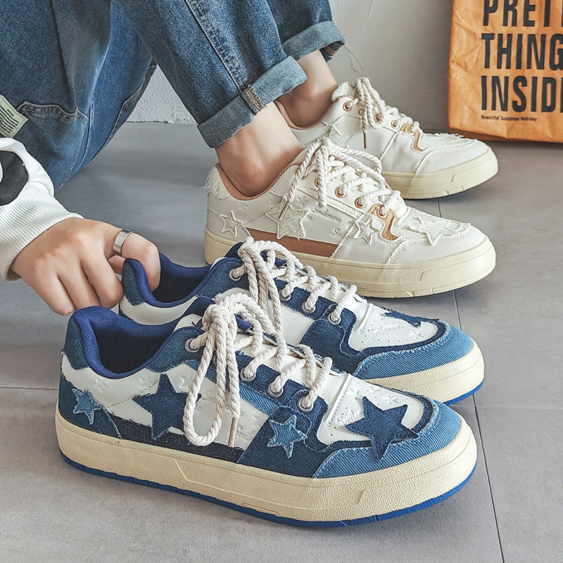 Men Fashion Patchwork Canvas Flat Skate Shoes Newgew Shoes