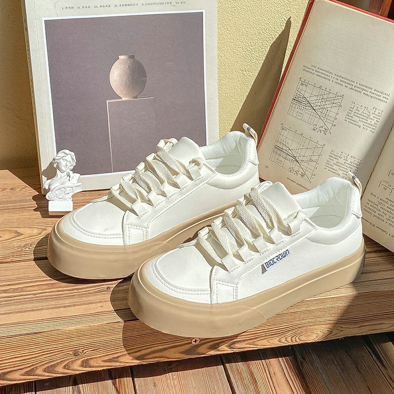 Women's Niche White Fashionable Sports Platform Canvas Shoes Newgew