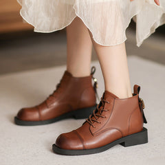 Women Patchwork Leather Ankle Boots Newgew Shoes