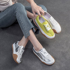 Women Fashion Color Matching Leather Casual Shoes Newgew Shoes