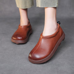 Women Retro Minimalist Leather Lug Sole Casual Shoes Newgew Shoes