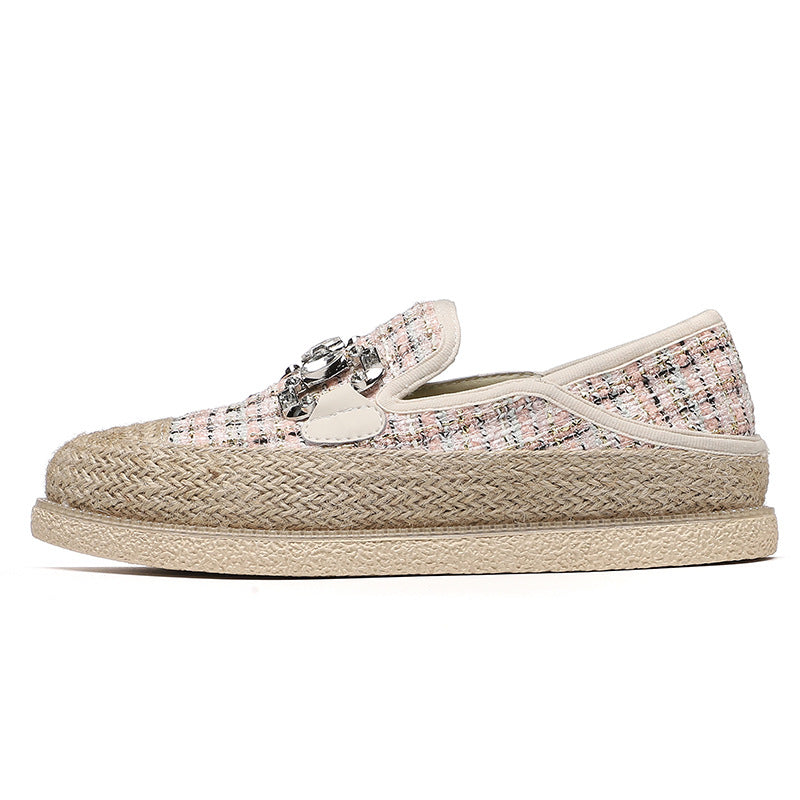 Women's Woven Flat Cloth Platform Slip-on Lofter Canvas Shoes Newgew