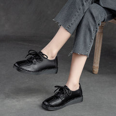 Women Minimalist Retro Cowhide Soft Flat Casual Shoes Newgew Shoes