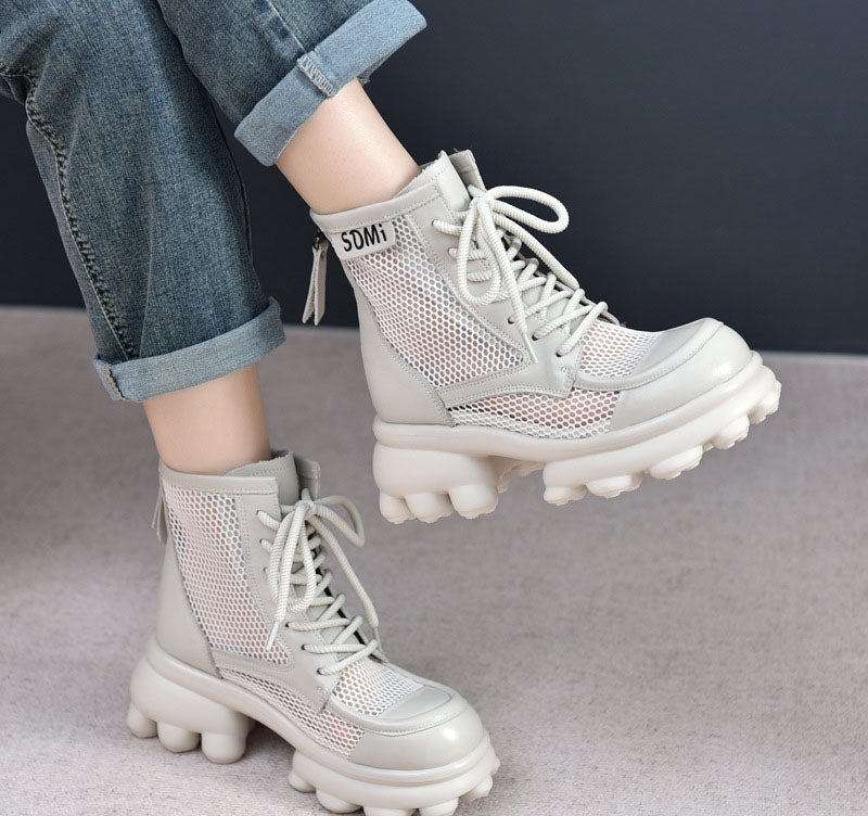Hollow Thick-Soled Mesh Boots Newgew