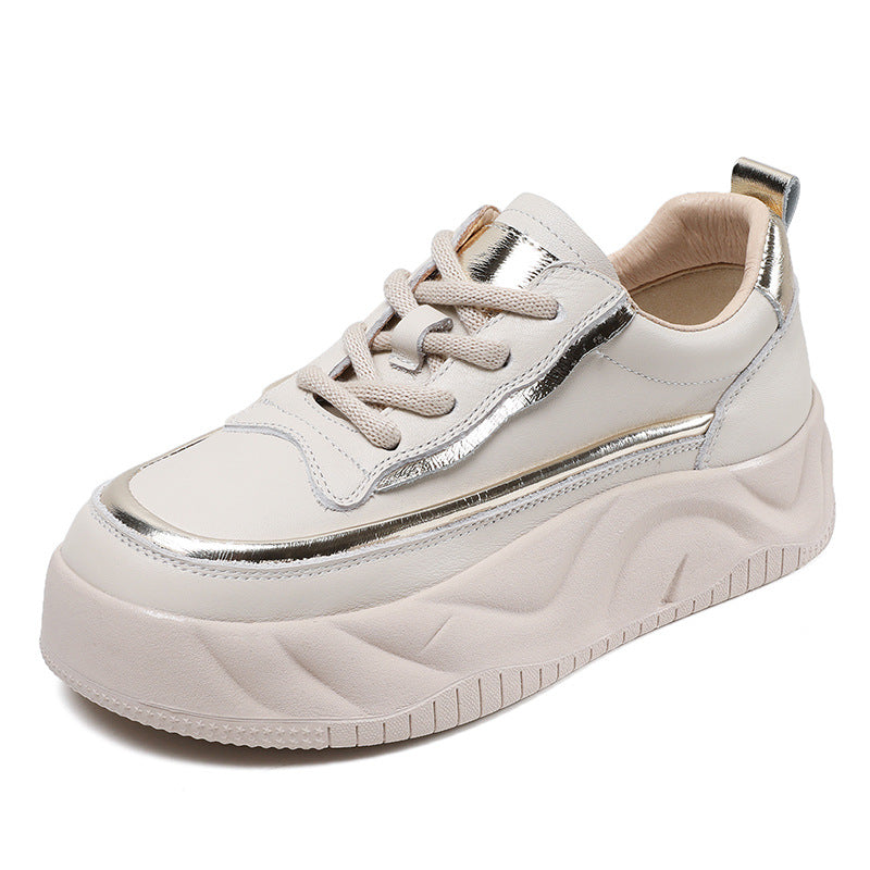 Women Minimalist Fashion Leather Thick Soled Casual Shoes Newgew Shoes