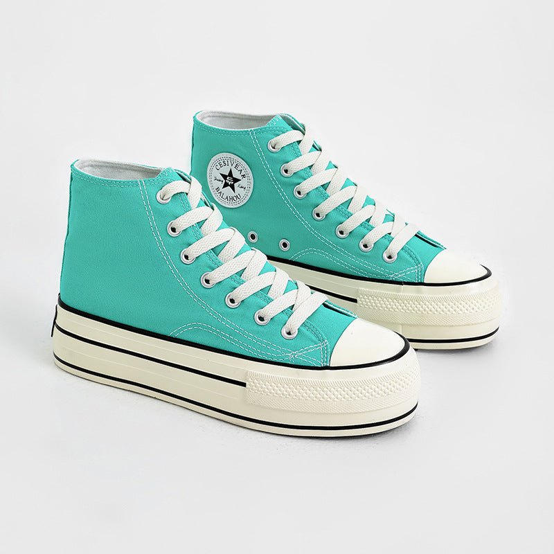 Women's High-low Top Height Increasing Classic Canvas Shoes Newgew