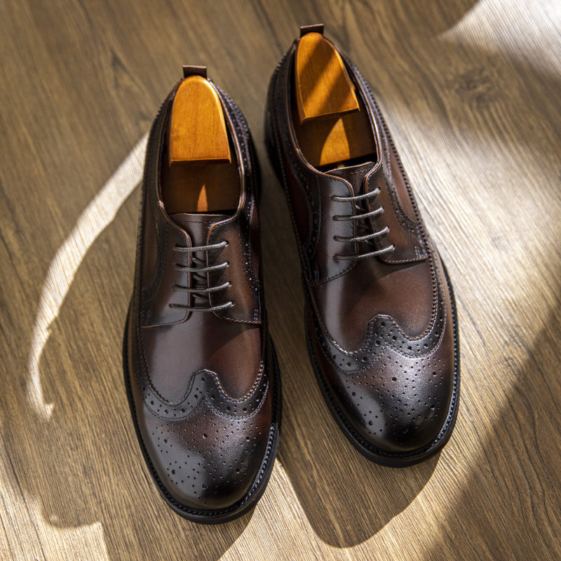 Men Classic Embossing Patchwork Cowhide Oxford Shoes Newgew Shoes