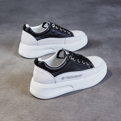 Women Minimalist Fashion Leather Thick Soled Casual Shoes Newgew Shoes