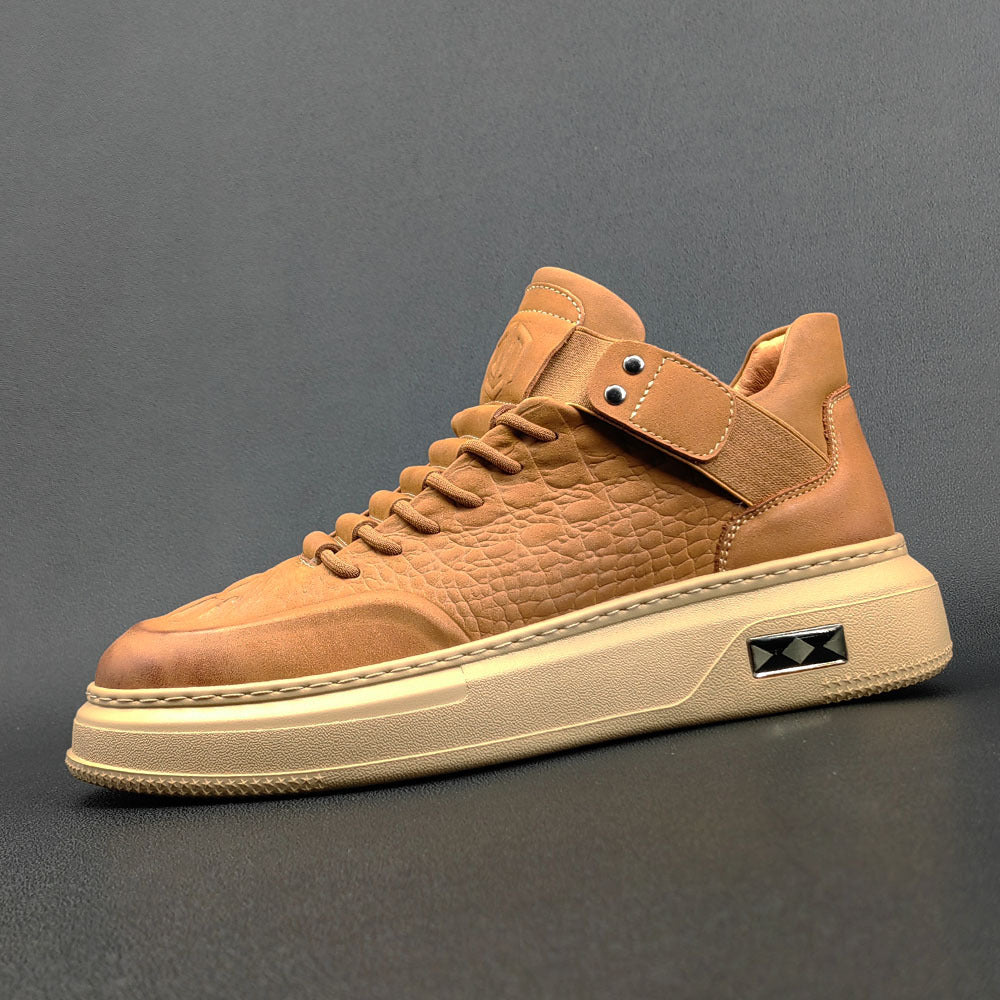 Men Stylish Figured Leather Flat Casual Shoes Newgew Shoes