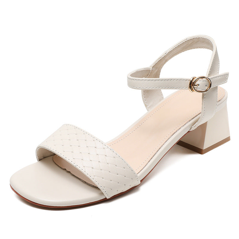 Women Minimalist Leather Low Block Casual Summer Sandals Newgew Shoes