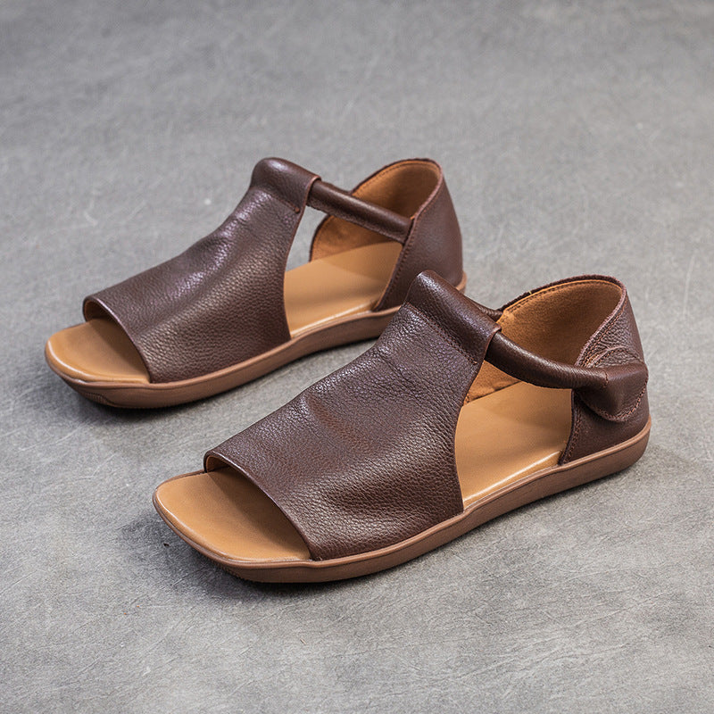 Women Minimalist Leather Flat Casual Sandals Newgew Shoes