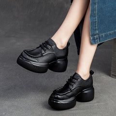 Women Retro Soft Leather Platform Casual Shoes Newgew Shoes