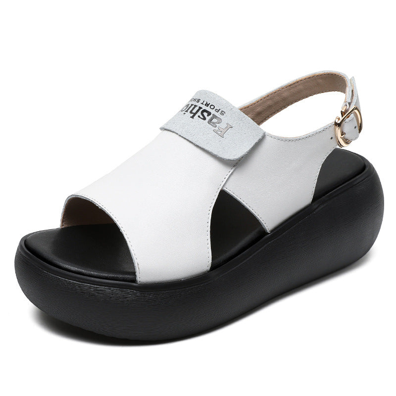 Women Casual Leather Platform Buckle Sandals Newgew Shoes