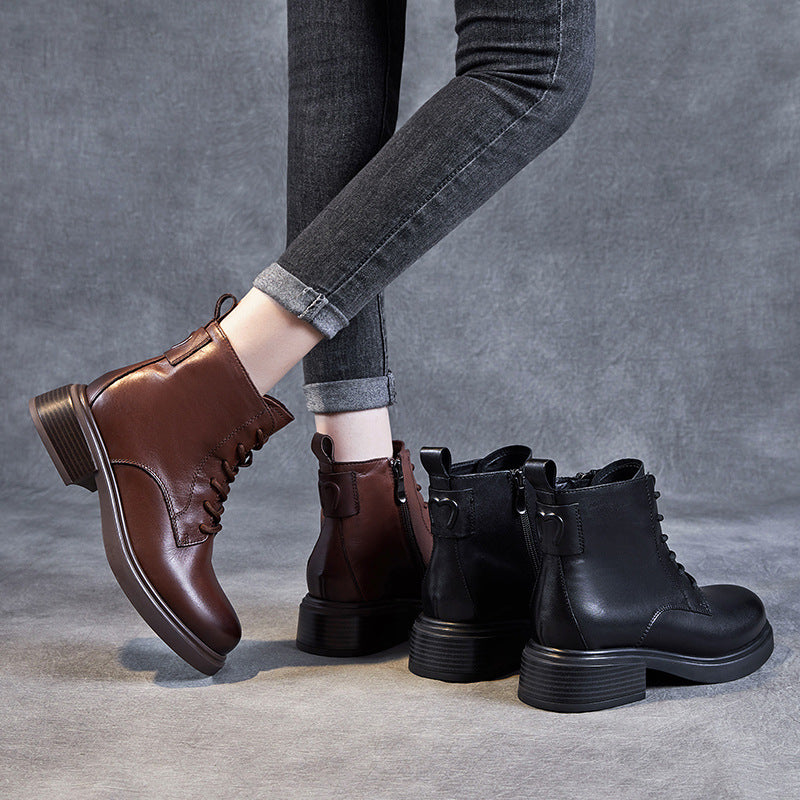 Women Minimalist Retro Soft Leather Ankle Boots Newgew Shoes