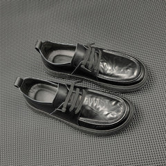 Men Minimalist Solid Leather Flat Casual Shoes Newgew Shoes