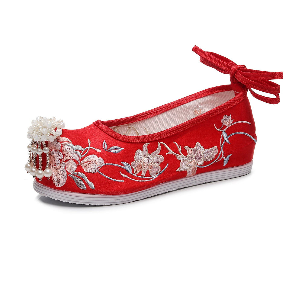 Classy Height Increasing Insole Bow Antique Canvas Shoes Newgew