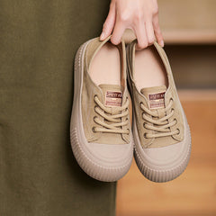 Women Retro Minimalist Leather Soft Flat Casual Shoes Newgew Shoes