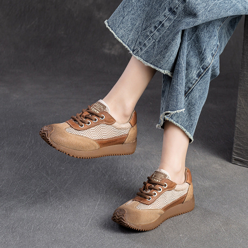 Women Retro Breathable Patchwork Casual Shoes Newgew Shoes