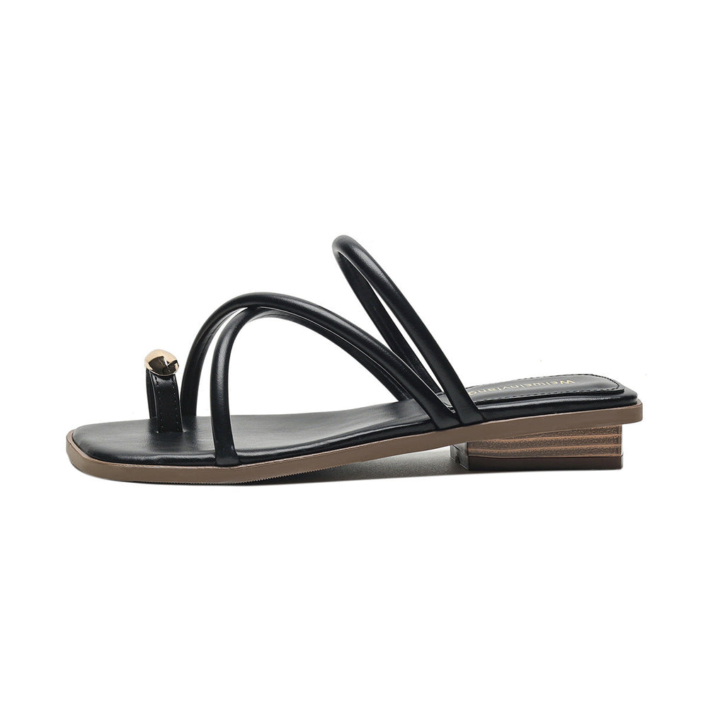 Women Fashion Strap Low Block Slides Sandals Newgew Shoes