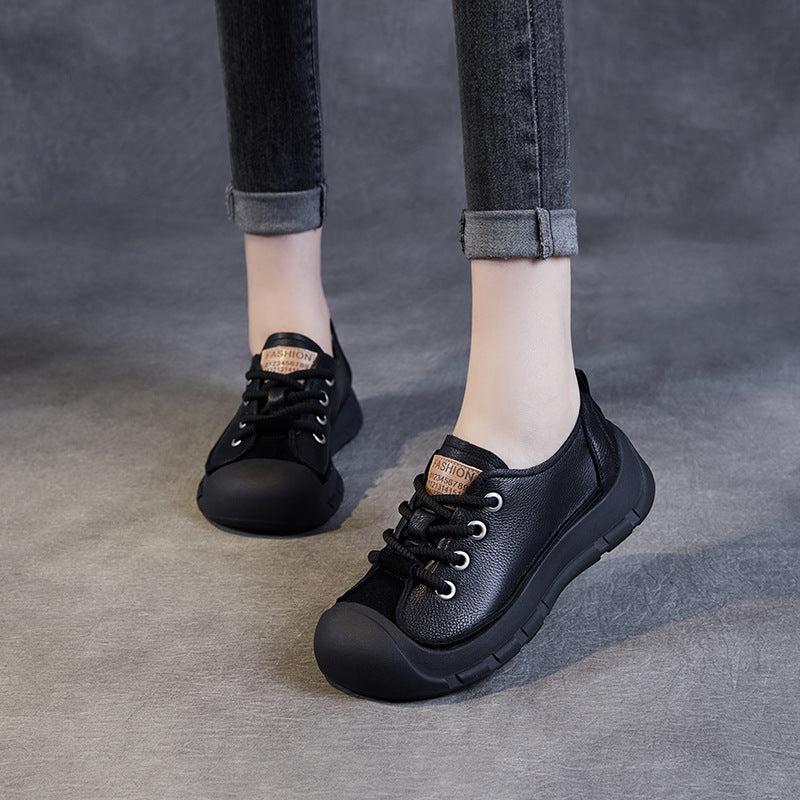 Women Retro Leather Soft Flat Casual Shoes Newgew Shoes