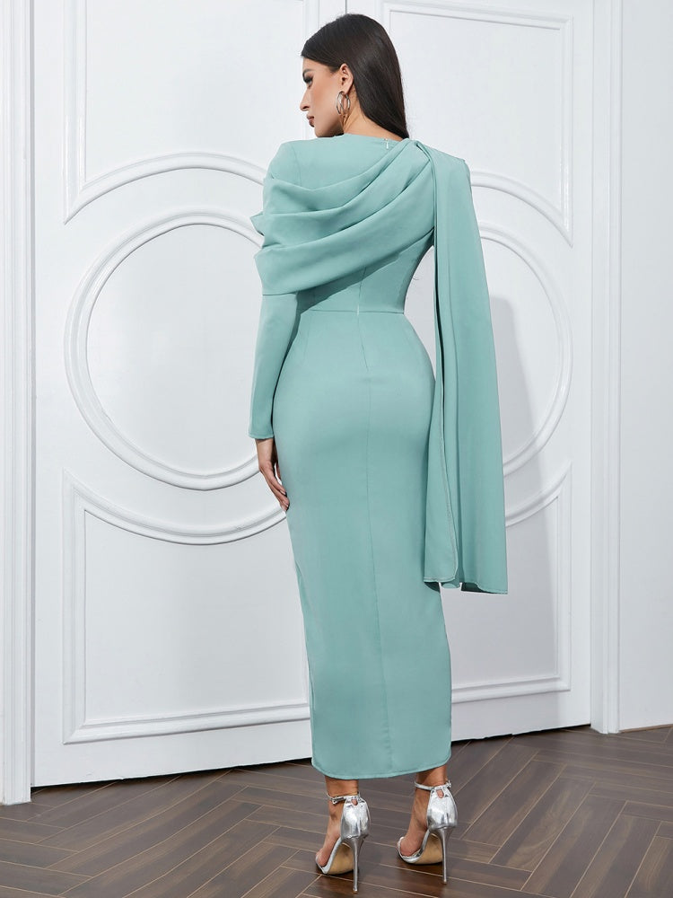 Asymmetric Long Sleeve Belted Dress Newgew Dresses