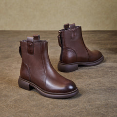 Women Retro Minimalist Soft Leather Casual Boots Newgew Shoes