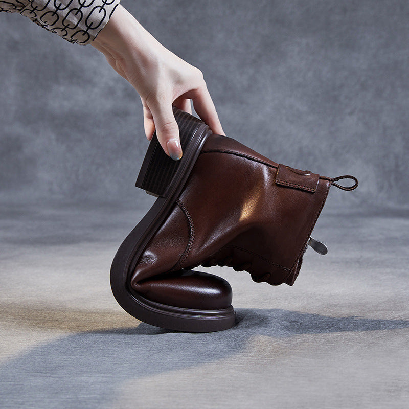 Women Minimalist Retro Soft Leather Ankle Boots Newgew Shoes
