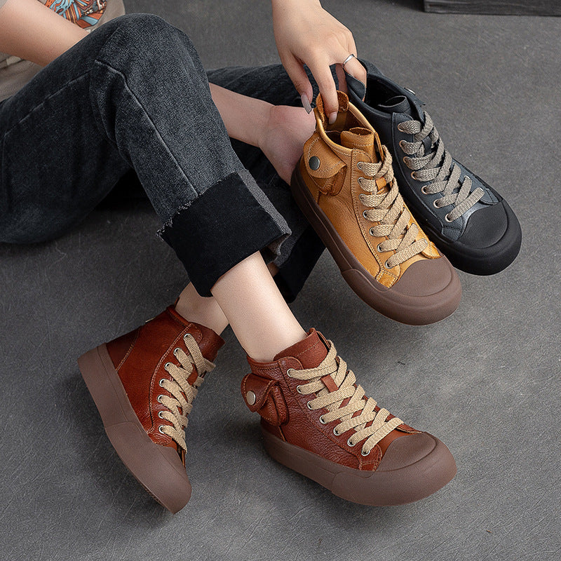 Women Retro Casual Leather Comfort Ankle Boots Newgew Shoes