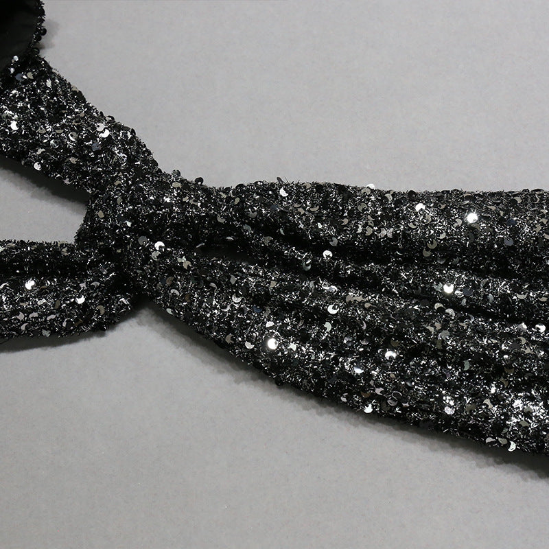 Statement Sequin Bow Midi Dress Newgew