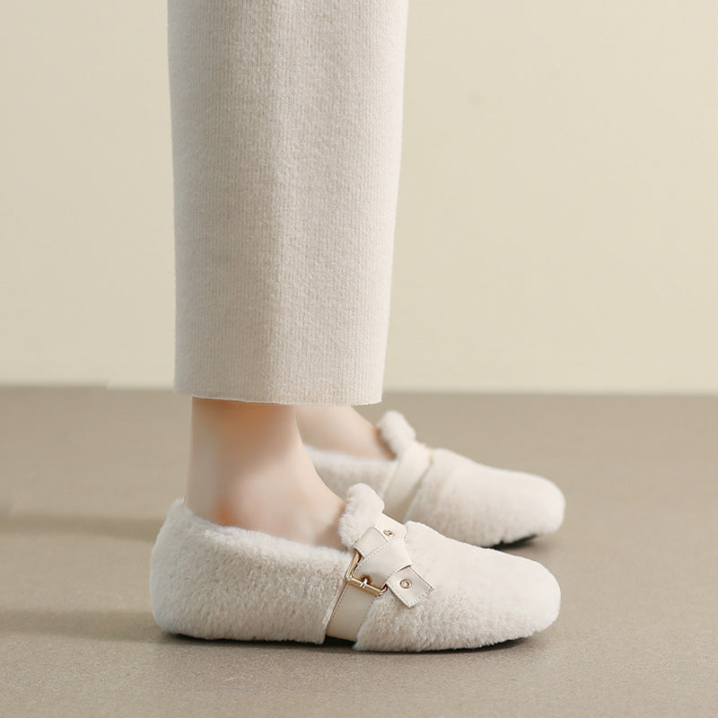 Women Soft Flat Home Casual Fur Shoes Newgew Shoes