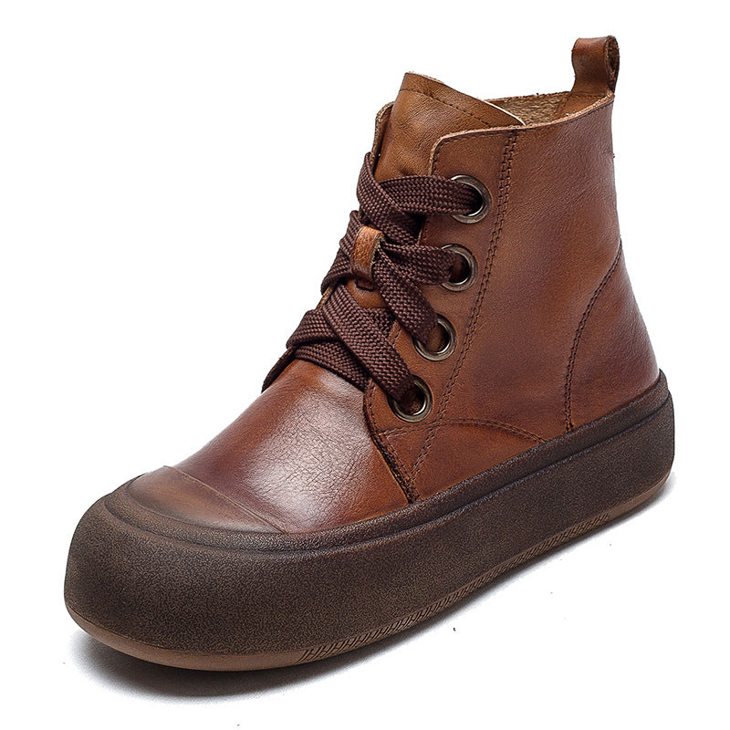 Women Autumn New Trendy Retro Leather Boots Newgew Shoes