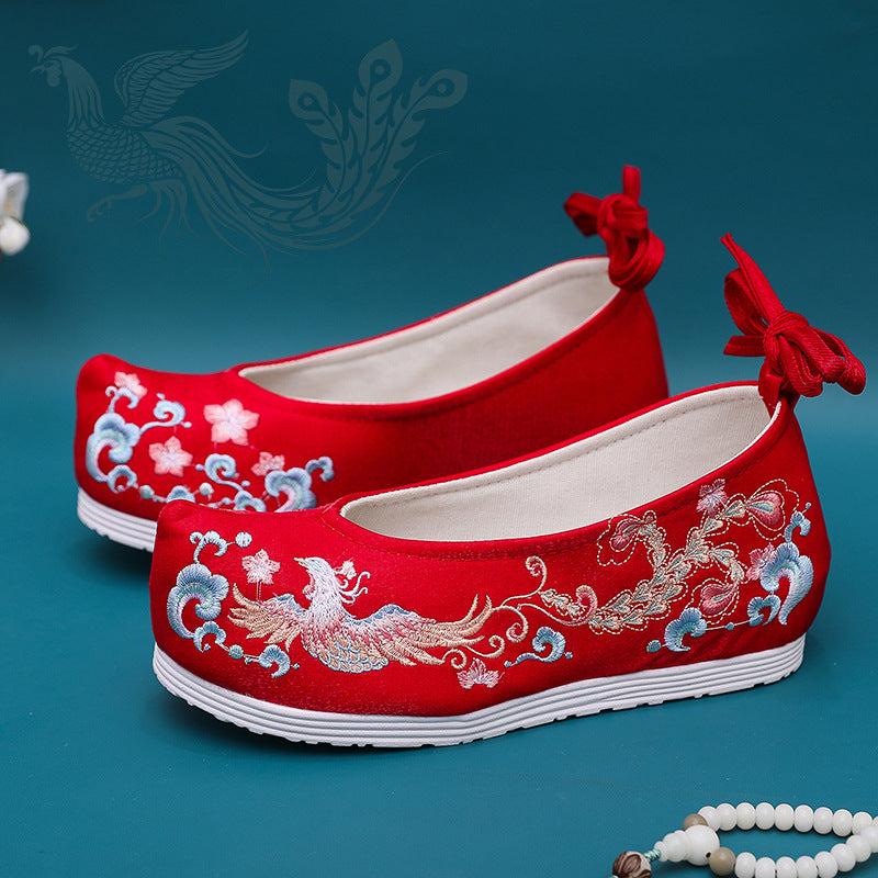 Wedding Ethnic Style Chinese Red Embroidery Canvas Shoes Newgew
