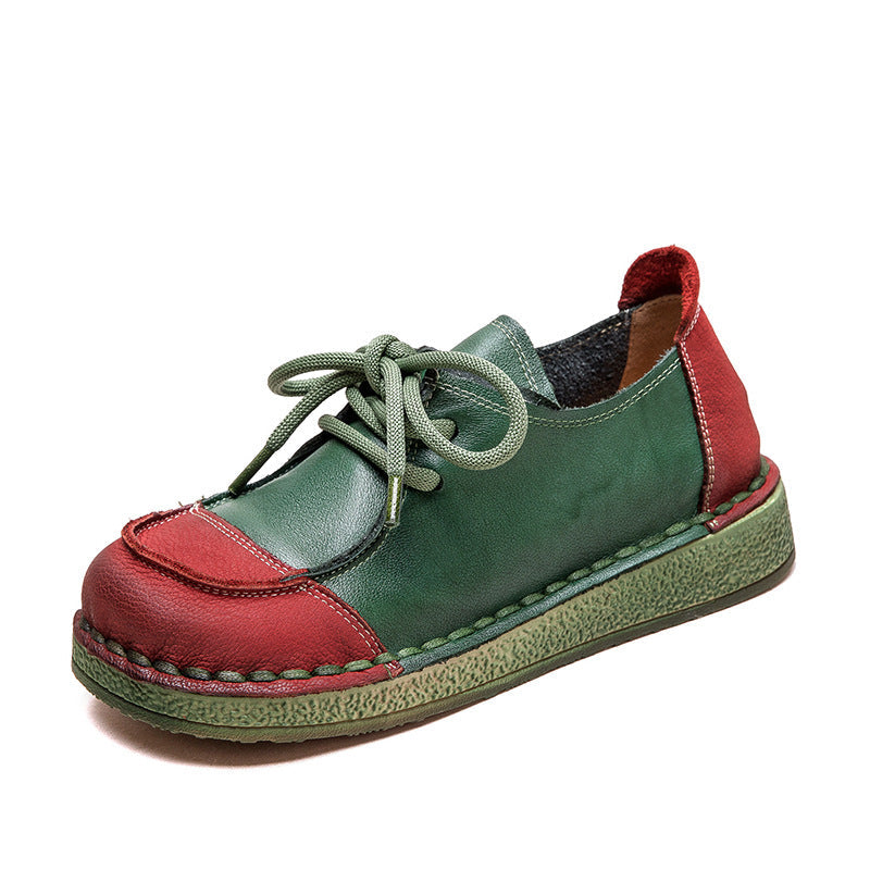 Women Retro Leather Flat Soft Casual Shoes Newgew Shoes