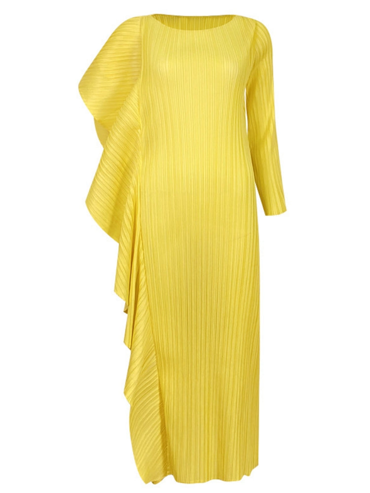 Ladies' High-End Asymmetrical Solid Color Patchwork Dress Newgew Dresses