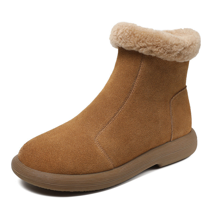 Women Minimalist Suede Flat Ankle Snow Boots Newgew Shoes