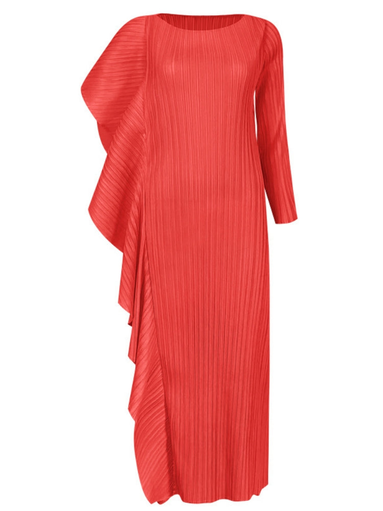 Ladies' High-End Asymmetrical Solid Color Patchwork Dress Newgew Dresses