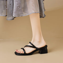 Women Casual Fashion Chunky Heel Slides Sandals Newgew Shoes