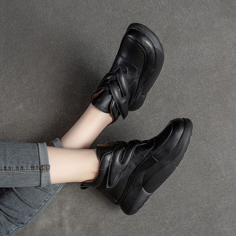 Women Retro Casual Minimalist Leather Ankle Boots Newgew Shoes