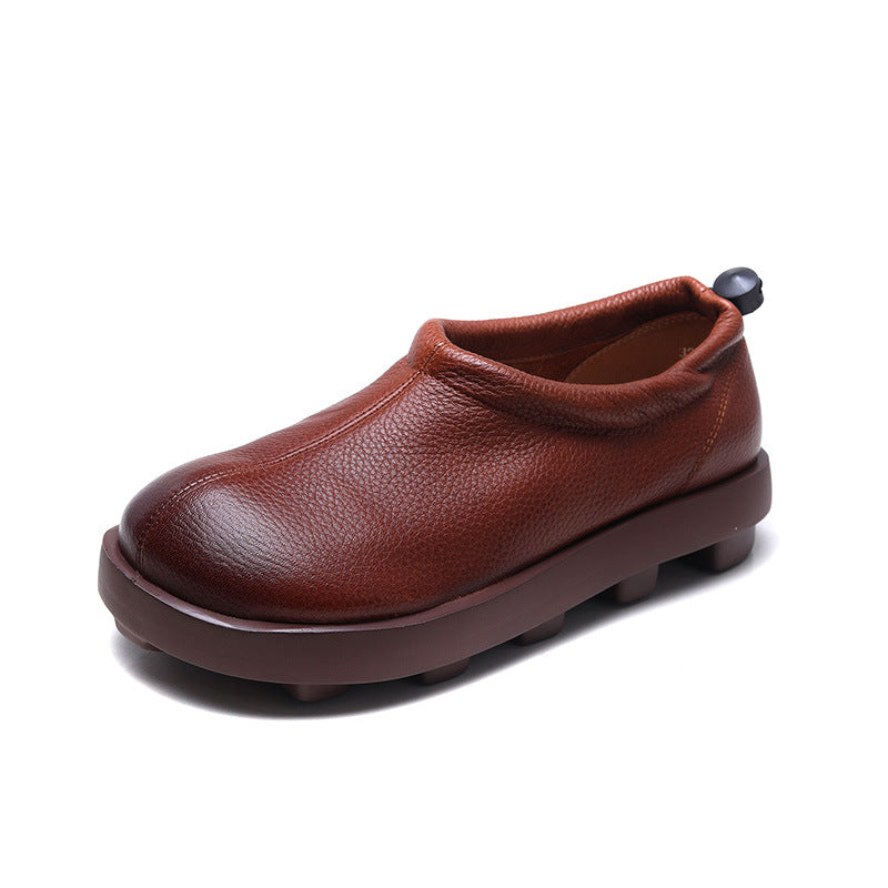 Women Retro Minimalist Leather Lug Sole Casual Shoes Newgew Shoes