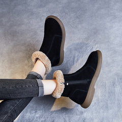 Women Minimalist Suede Flat Ankle Snow Boots Newgew Shoes