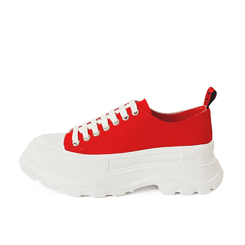 Women's Thick-soled Mcqueen Summer Heightened Easy Wear Canvas Shoes Newgew