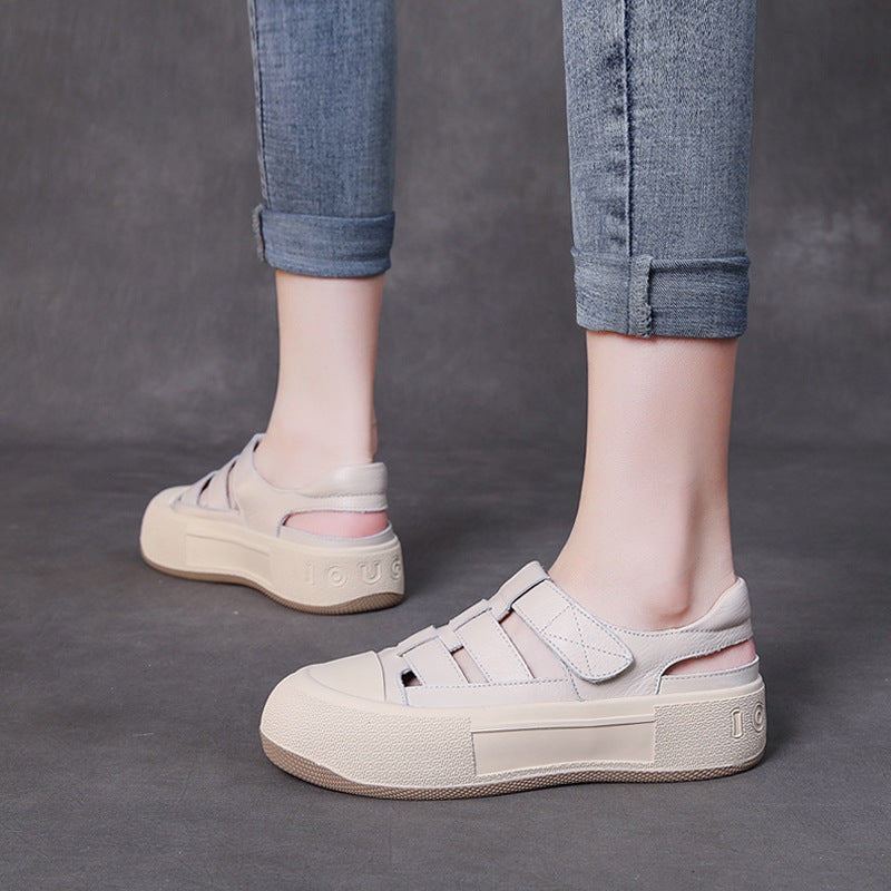 Women Minimalist Soft Leather Summer Casual Sandals Newgew Shoes