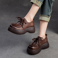 Women Minimalist Soft Leather Thick Soled Casual Shoes Newgew Shoes