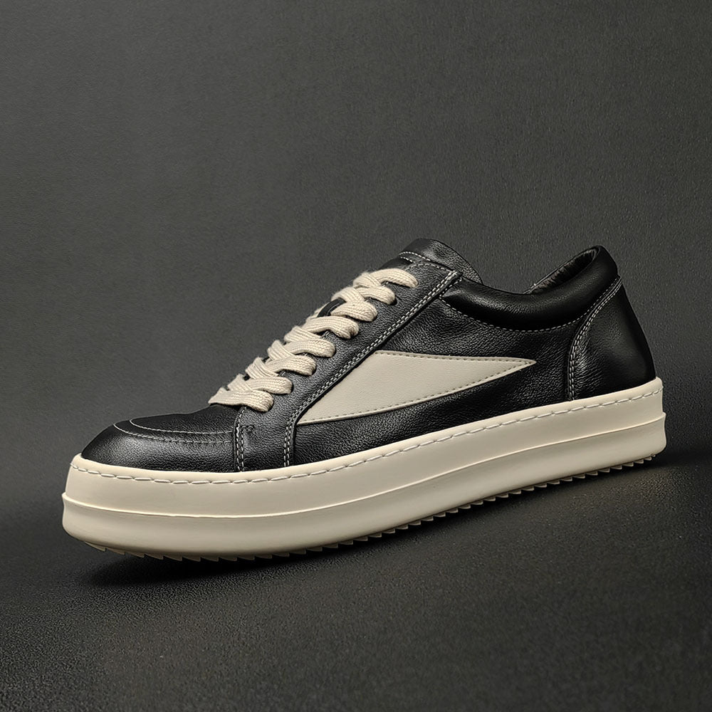 Men Casual Minimalist Patchwork Leather Flat Shoes Newgew Shoes