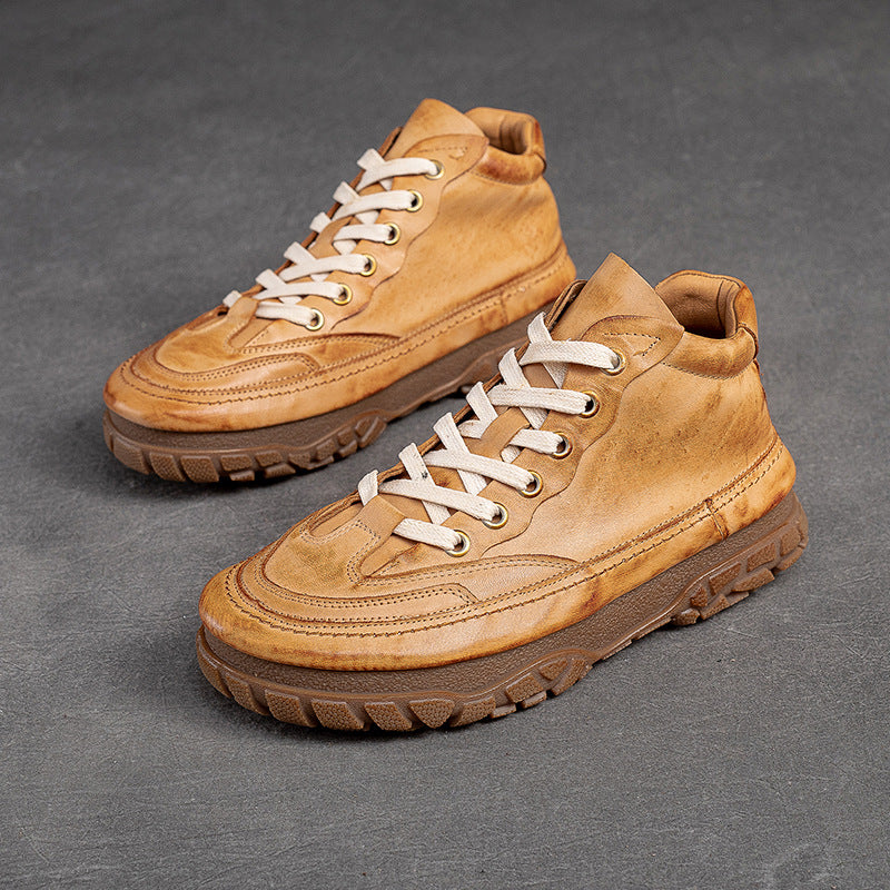 Women Retro Patchwork Soft Leather Casual Shoes Newgew Shoes