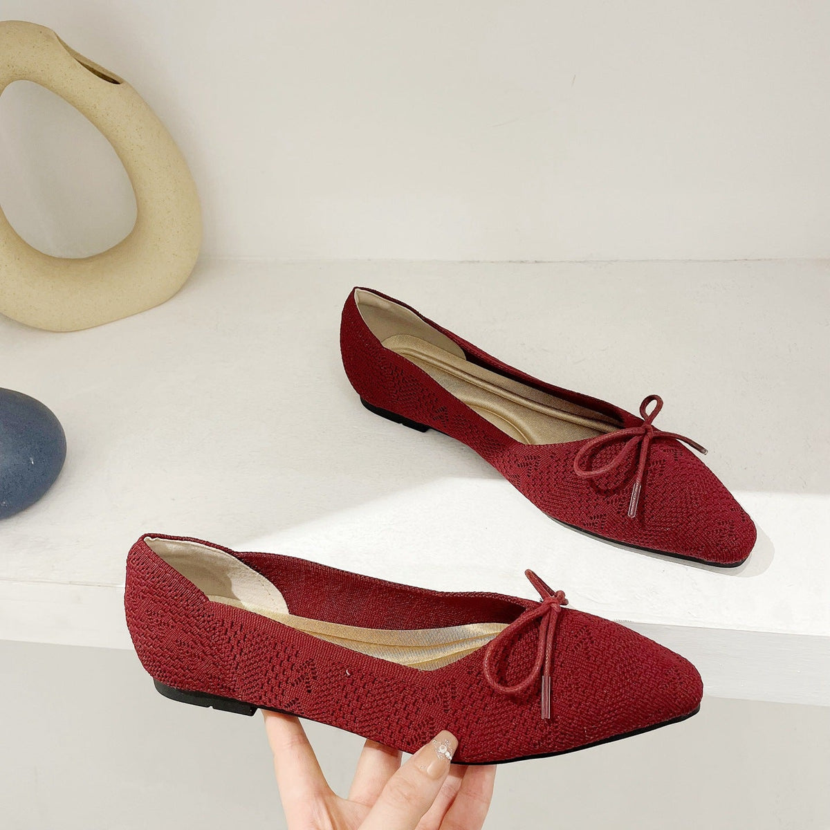 Moccasins Knitted Flat-Soled Shallow-Mouth Flying Shoes NewGew
